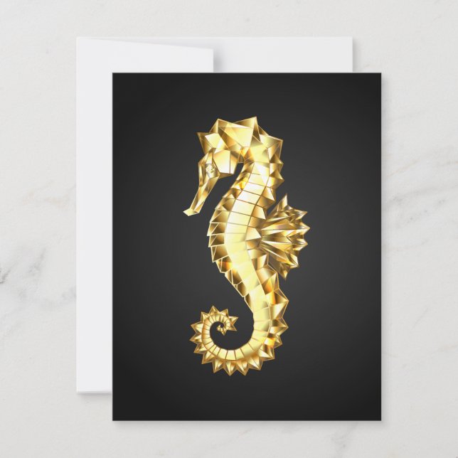 Polygonales Gold-Seepferd Save The Date (Vorderseite)