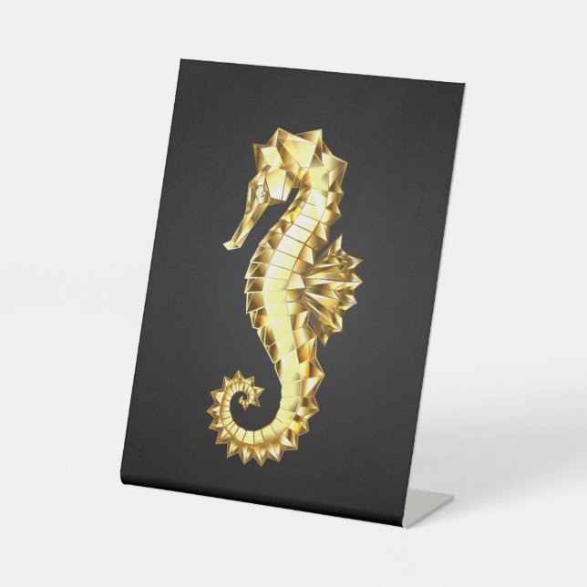 Polygonales Gold-Seepferd Sockelschild (Vorderseite)