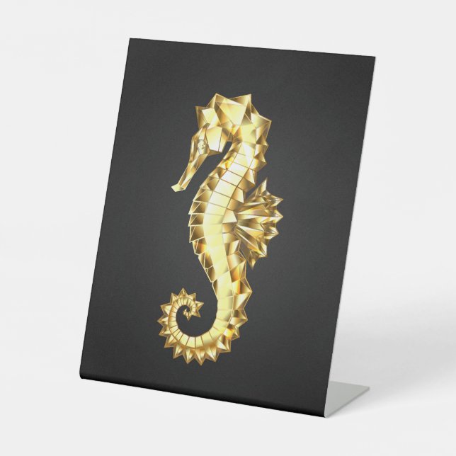 Polygonales Gold-Seepferd Sockelschild (Vorderseite)