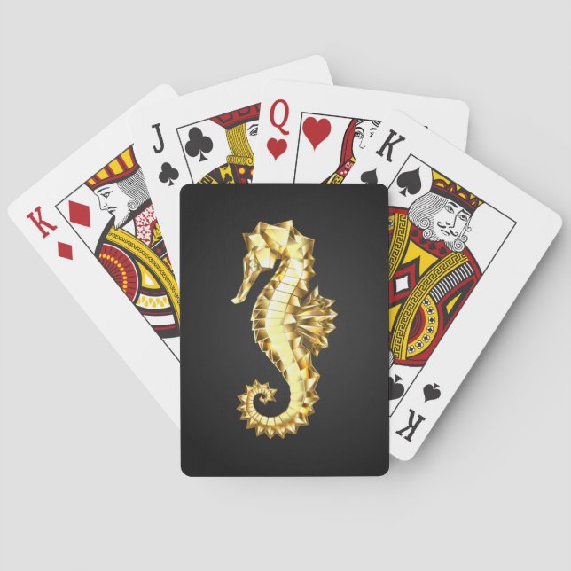 Polygonales Gold-Seepferd Spielkarten (Rückseite)