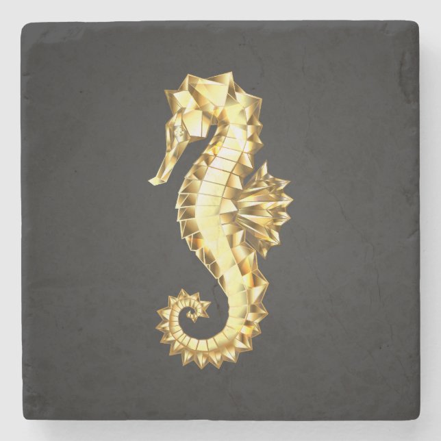 Polygonales Gold-Seepferd Steinuntersetzer (Vorderseite)