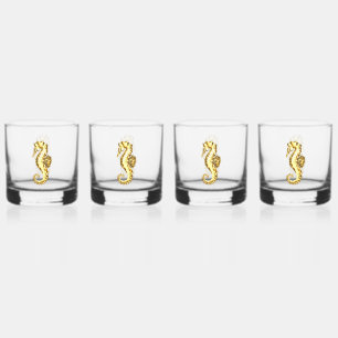 Polygonales Gold-Seepferd Whiskyglas