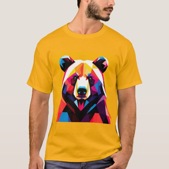 Polygonbär mit Abstraktem Stil T-Shirt (Vorderseite)