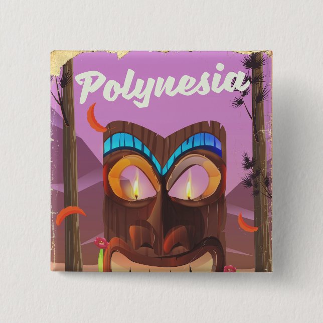 Polynesia Tiki maske Button (Vorderseite)