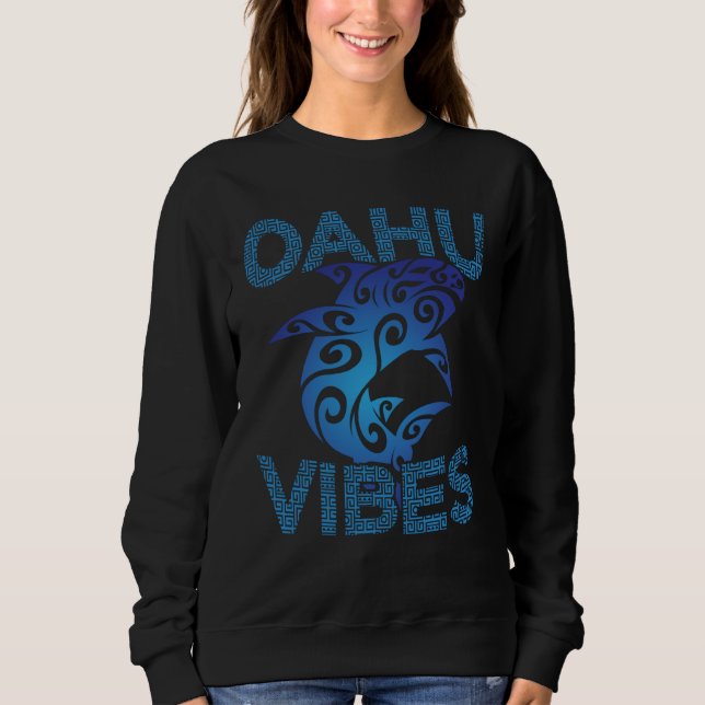 Polynesian Tribal Shark Oahu Hawaii Vibes Tropical Sweatshirt (Vorderseite)