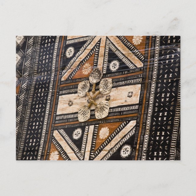 Polynesien, Königreich Tonga. Detail der Tapa Postkarte (Vorderseite)