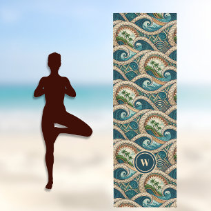 Polynesien Tropische Wellen Palmen Muster Name Yogamatte