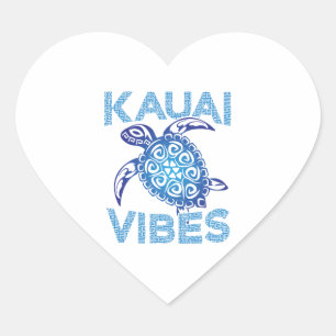 Polynesisch Blue Tribal Sea Turtle Kauai Vibes Herz-Aufkleber