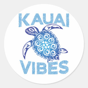 Polynesisch Blue Tribal Sea Turtle Kauai Vibes Runder Aufkleber