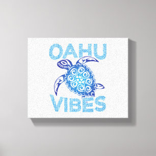 Polynesisch Blue Tribal Sea Turtle Oahu Vibes Leinwanddruck