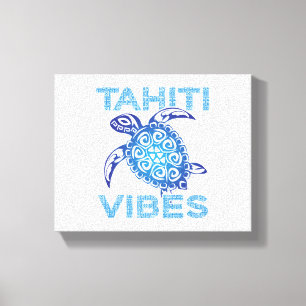 Polynesisch Blue Tribal Sea Turtle Tahiti Vibes Leinwanddruck