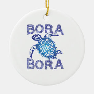 Polynesische blaue Stammesmeerschildkröte Bora Bor Keramik Ornament