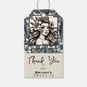 Polynesische Prinzessin Blaue Blumen Stamm Geburts Geschenkanhänger