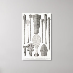 Polynesische Vereine und Insignien des Ranges Leinwanddruck