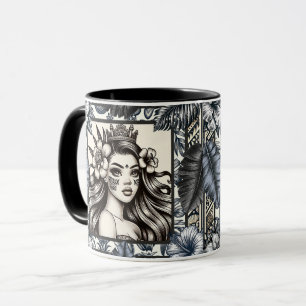 Polynesischer Prinzessin Blauer Blumenstamm Tasse