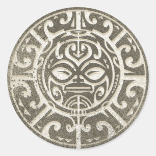 Polynesisches Stammesgefühl Brown Runder Aufkleber