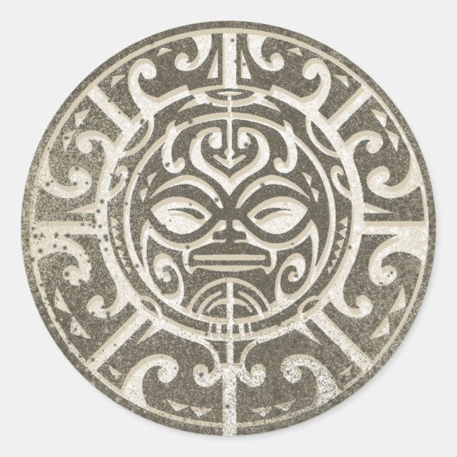 Polynesisches Stammesgefühl Brown Runder Aufkleber (Vorderseite)