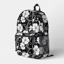 POLYNESISCHES TRAUMPATTER IN SCHWARZ BEDRUCKTER RUCKSACK