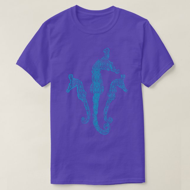 Polynesisches Tribal Muster Seepferde Hawaiianisch T-Shirt (Design vorne)
