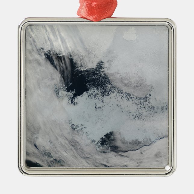 Polynya (offenes Wasser) im Beaufort Meer Silbernes Ornament (Vorne)