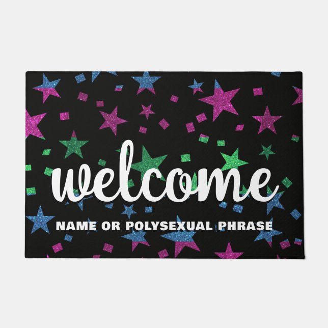 Polysexual Glitzer Stars eine Liebe sind willkomme Fußmatte (Vorderseite)