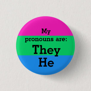 Polysexualität Flag mit ihnen/Er Pronomen Button