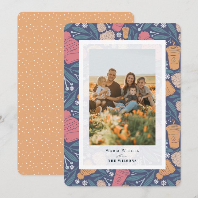 Pom Beanie Café Carte photo de Noël (Devant / Derrière)