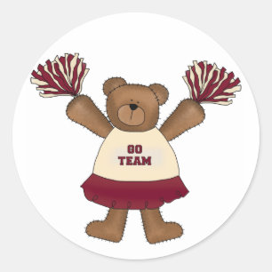 Pom Pom Cheerleader Bärentrickfilme und Geschenke Runder Aufkleber