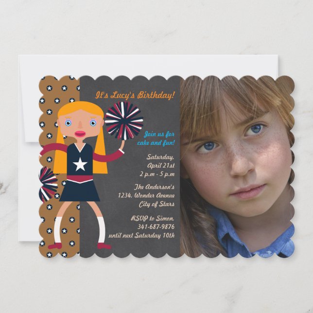 Pom-pom girl Anniversaire Fête photo invitation (Devant)