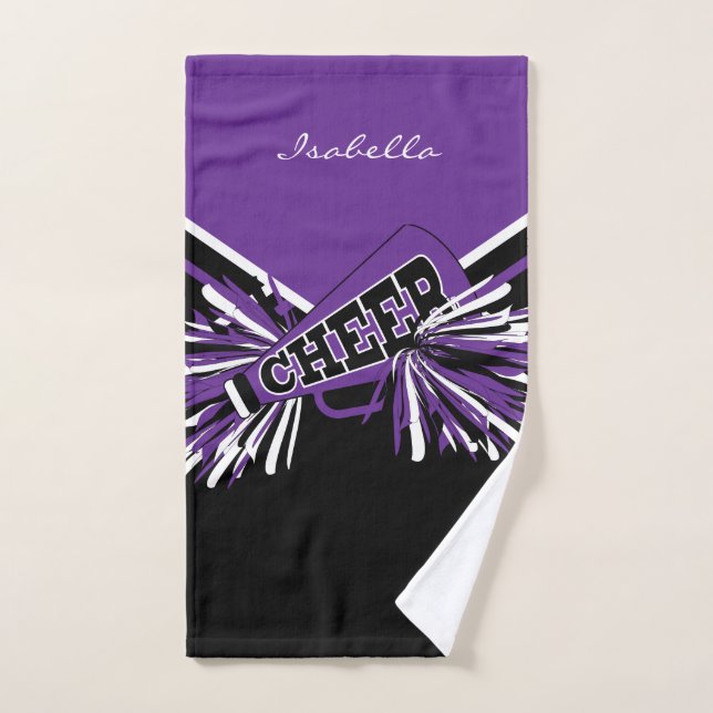 Pom-pom girl en noir, violet et blanc (Serviette à main)