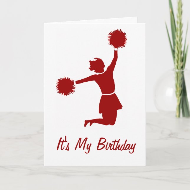 Pom-pom girl En Silhouette Carte Anniversaire (Devant)