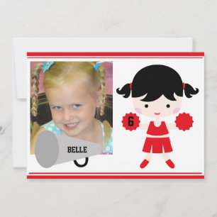 Pom-pom girl photo rouge personnalisé Invitation d