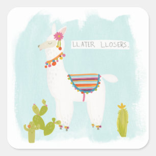 Pom Pom Lama Rama- Llater Llosers Quadratischer Aufkleber