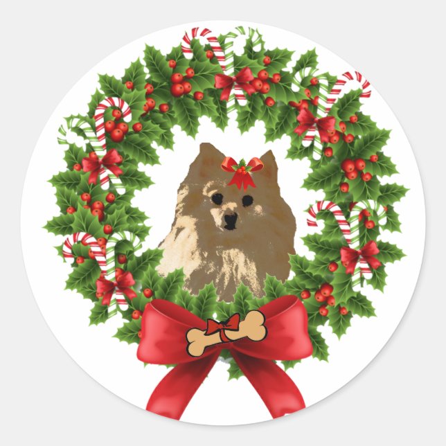 Pom Wreath Holiday Sticker (Vorderseite)