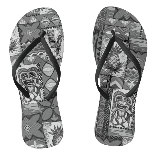 Pomaika’i Tiki Hawaiian Vintag Tapa Flip Flops (Fußbett)