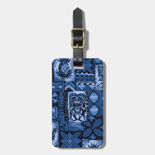 Pomaika’i Tiki Hawaiian Vintag Tapa Gepäckanhänger (Vorderseite vertikal)
