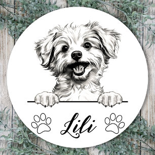 Pomapoo Dog Hand Zeichnend Personalisiert Runder Aufkleber