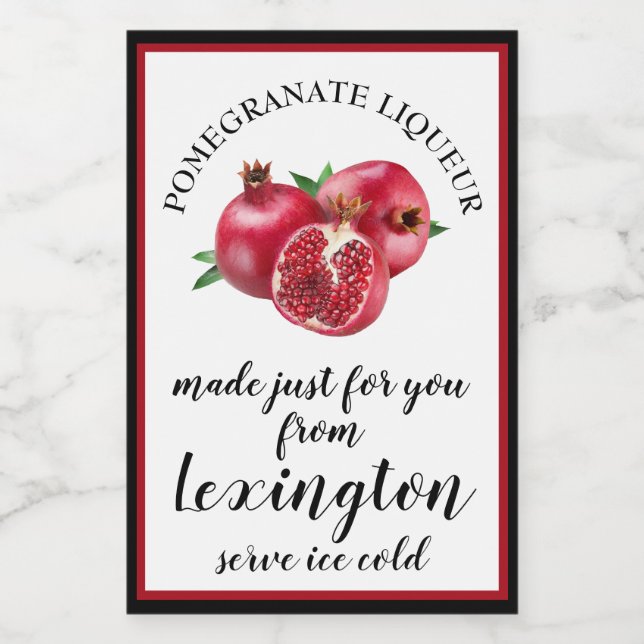 Pomegranat Liköre Mini Flaschenetikett | Lebensmitteletikett (Einzelnes Label)