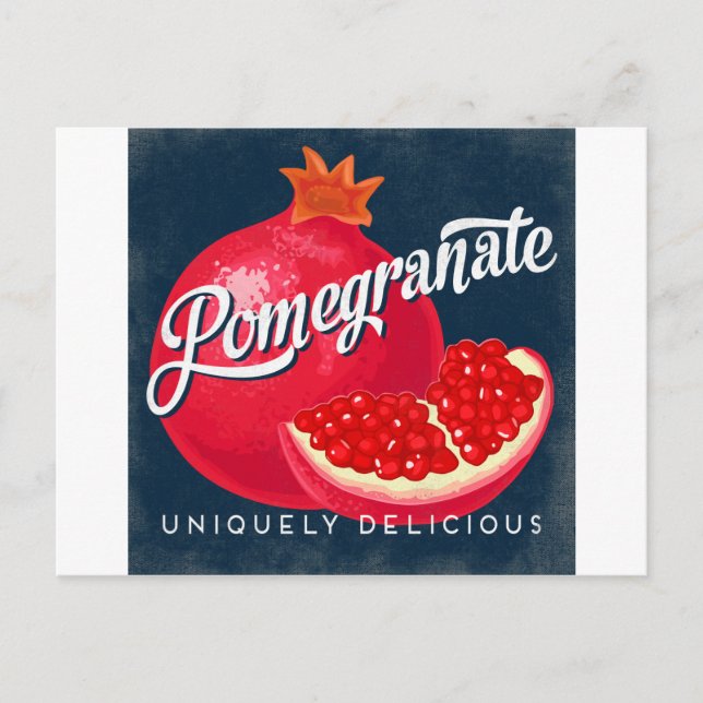 Pomegranat Postkarte Vintages Fruchtetikett Retro (Vorderseite)