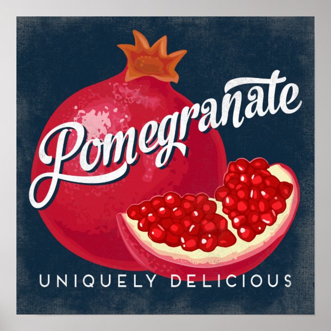 Pomegranat Vintag Fruchtetikett-Plakat Poster (Vorne)