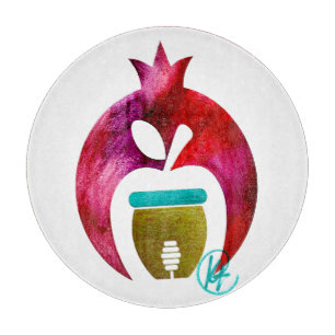 Pomegranate Apple Honey Art Rosh Hashana Challah Schneidebrett