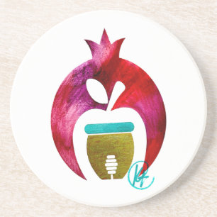 Pomegranate Apple Honey Art Rosh Hashana Getränkeuntersetzer