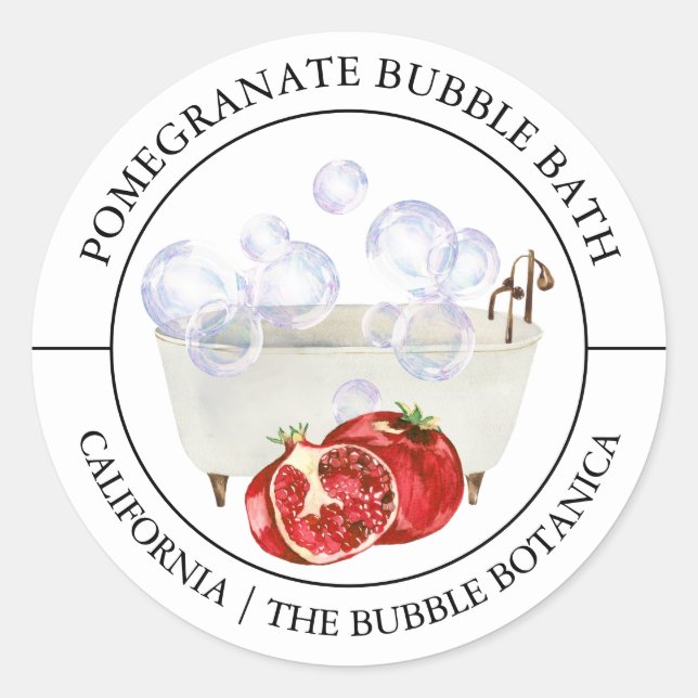 Pomegranate-Blase-Badewanne Runder Aufkleber (Vorderseite)