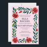 Pomegranate Custom Bat Bar Mitzvah Wasserfarbe Einladung<br><div class="desc">Perfekte Karte, um eine Bar mitzvah, Fledermausmitzvah oder andere jüdische Feier anzukündigen! Handgemachte Kunst für Sie! Vollständig anpassbar! Klicken Sie auf "Personalisieren" oben, um den Text zu bearbeiten. Klicken Sie auf "Bearbeiten mit dem Designwerkzeug", um die Schriftart, Farben und Einstellungen anzupassen. Auch können Sie den Kartenstil so ändern, dass er...</div>