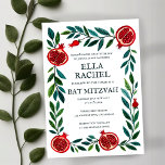 Pomegranate Custom Bat Bar Mitzvah Wasserfarbe Einladung<br><div class="desc">Perfekte Karte, um eine Bar mitzvah, Fledermausmitzvah oder andere jüdische Feier anzukündigen! Handgemachte Kunst für Sie! Vollständig anpassbar! Klicken Sie auf "Personalisieren" oben, um den Text zu bearbeiten. Klicken Sie auf "Bearbeiten mit dem Designwerkzeug", um die Schriftart, Farben und Einstellungen anzupassen. Auch können Sie den Kartenstil so ändern, dass er...</div>