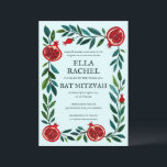 Pomegranate Custom B'nai Bat Bar Mitzvah QR Code Einladung<br><div class="desc">Perfekte Karte, um eine Bar mitzvah, Fledermausmitzvah oder andere jüdische Feier anzukündigen! Handgemachte Kunst für Sie! Vollständig anpassbar! Klicken Sie auf "Personalisieren" oben, um den Text zu bearbeiten und Ihren Link zum QR-Code hinzuzufügen. Klicken Sie auf "Bearbeiten mit dem Design-Tool", um die Schriftart, Farben und Platzierungen anzupassen und das Design...</div>