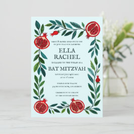 Pomegranate Custom B'nai Bat Bar Mitzvah QR Code Einladung