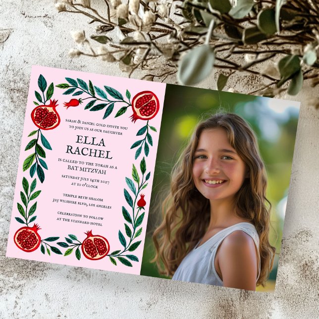 Pomegranate Custom FOTO B'nai Bat Bar Mitzvah Einladung (Pomegranates Custom PHOTO B'nai Bat Bar Mitzvah Invitation
)