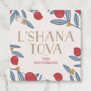 Pomegranate Florals Rosh Hashanah Square Geschenkanhänger