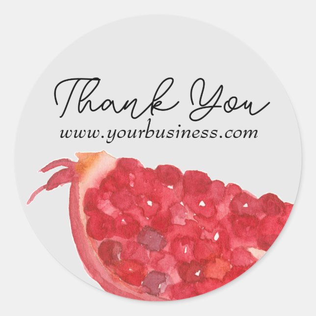 Pomegranate Frucht Slice Gray Vielen Dank Runder Aufkleber (Vorderseite)